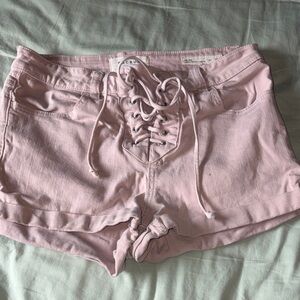PacSun Pink Lace-Up High Waist Shorts